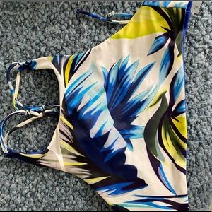 High Neck Floral Bikini Top